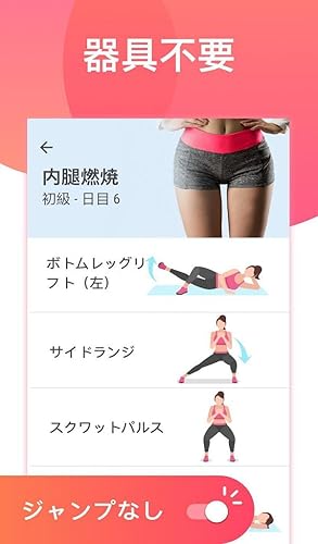脂肪を燃やす美脚の運動: 自宅で道具なし短時間エクササイズ、太ももが
